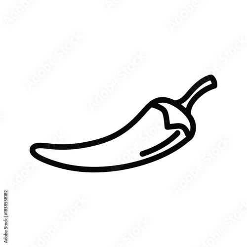 Minimalist Black and White Chili Pepper Outline Illustration - Spicy Food Line Art Drawing