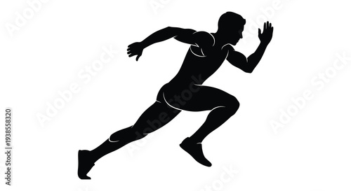 A dynamic image of a male athlete in mid stride suggesting speed and action presented as a silhouette high quality