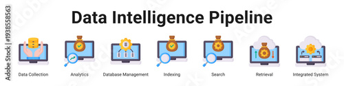 Data Intelligence Pipeline web banner icon vector illustration.