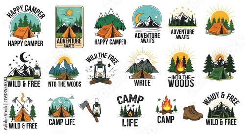 Collection of Camping and Adventure Themed Graphics.