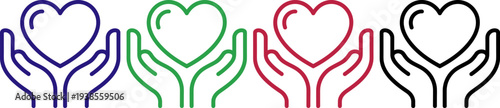 Hands holding heart icon, symbol of care, love and support, charity and kindness concept