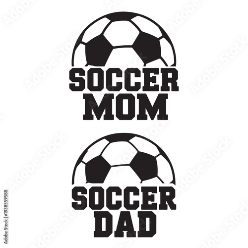 Soccer Mom and Soccer Dad Graphic Bundle with Classic Football Silhouette for Sports Families