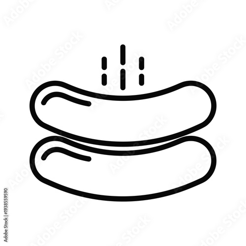Minimalist Sausage Icon - Stacked Hot Sausages with Heat Steam Line Art Illustration for Food Design
