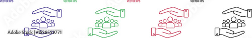 Hands protecting group of people icon symbol safety security and care concept illustration