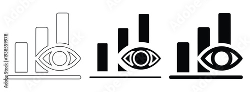SEO performance analysis diagram showing eye with three increasing bars.