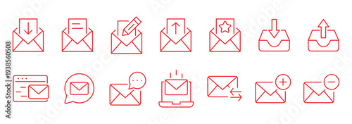 Print. Email icon set vector illustration scalable graphic design for digital communication platforms - editable modern style icon. email envelope icon set for logo. Send and receive email icon set 