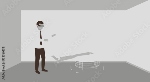 Man controlling drone in an empty room with a remote control.