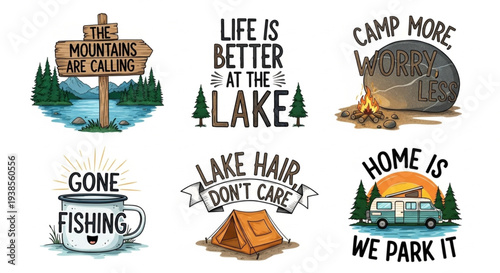 Collection of Camping and Outdoor Adventure Themed Graphics.