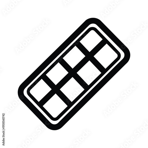 Minimalist Chocolate Bar Illustration, Black and White Graphic Icon of a Sweet Cocoa Snack Bar