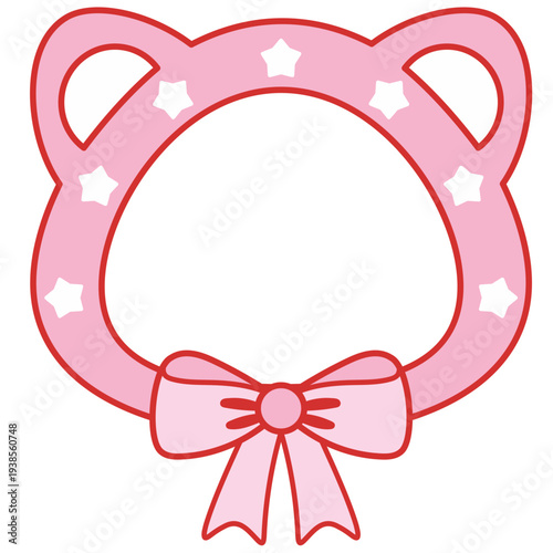 Pink Bear Ear Frame with Bow