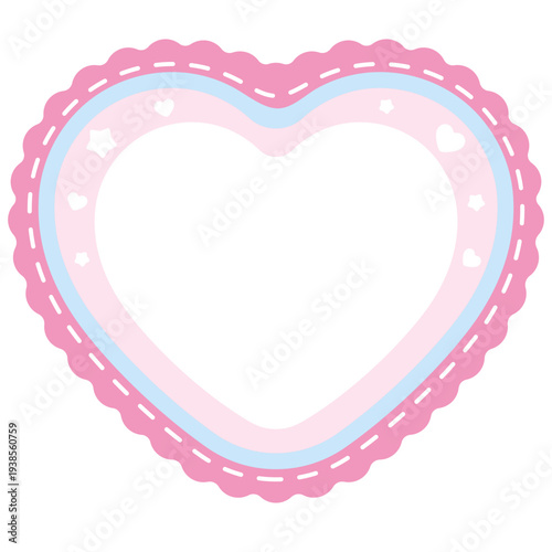 Pink and Blue Heart Frame with Stars