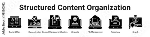 Structured Content Organization web banner icon vector illustration.