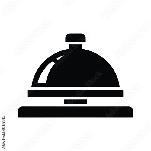 Hotel Service Bell Icon - Minimalist Black Silhouette Reception Desk Bell Vector Illustration