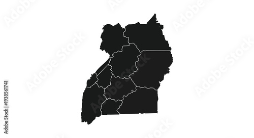 Tableau sur toile A stark black outline depicts the geographical boundaries of uganda showcasing i