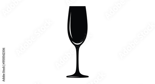 A striking minimalist depiction of a tall champagne flute against a pure white background silhouette high quality professional