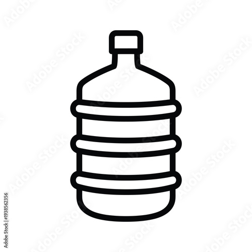 Minimalist Black and White Line Art Water Cooler Jug Icon Isolated on White Background