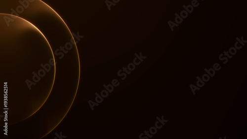 Abstract golden glowing circular arcs with soft gradient light and smooth luxury metallic glow, elegant futuristic technology background with minimal energy rings and dark premium design