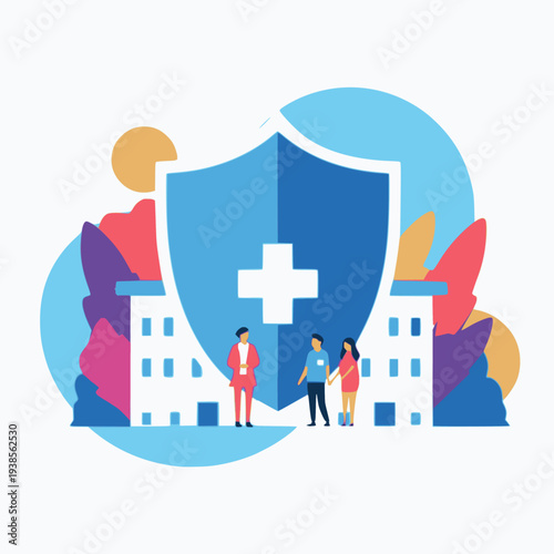 Health Insurance Protection Medical Coverage Flat Vector Illustration