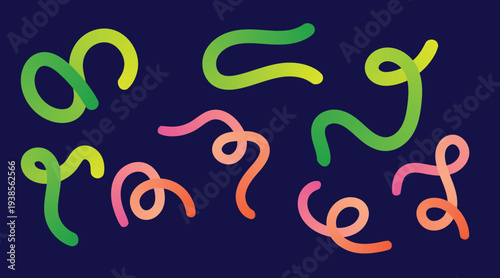 Gradient line vector EPS file, Abstract Gradient Color Shapes Pattern.Rainbow wave line set. Rainbow vector background design. Squiggly vector elements.