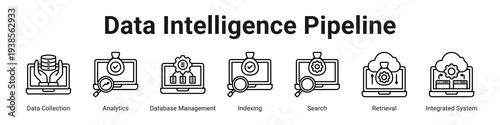 Data Intelligence Pipeline web banner icon vector illustration.