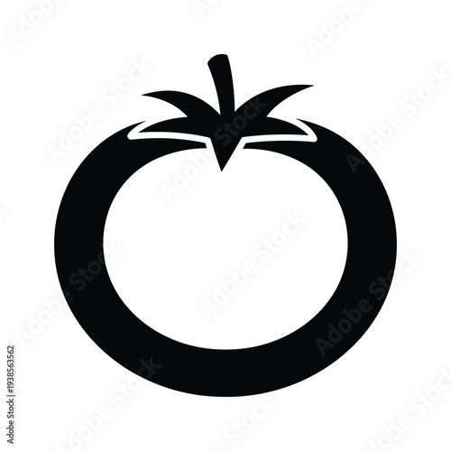 Minimalist Tomato Icon Outline - Black and White Vector Illustration for Food and Cooking Design