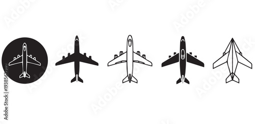 Airplane and Aviation Icons Set - Commercial and Private Jet Vector