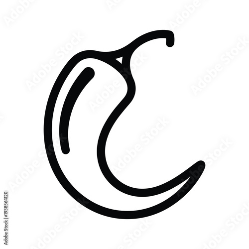 Minimalist Chili Pepper Line Art Illustration - Hot Spicy Vegetable Vector Drawing on White