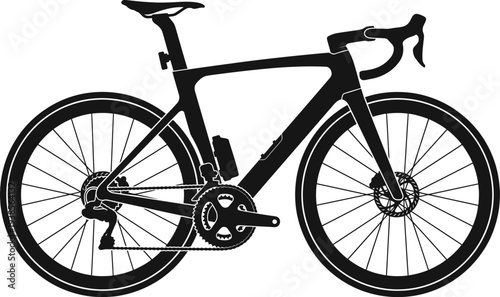 Road Racing Bicycle Side View Silhouette Vector Icon for Cycling Sport and Professional Bike Design