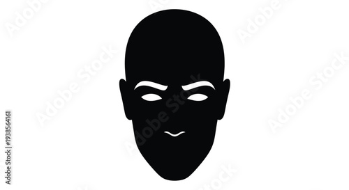 Silhouette of a head with expressive eyebrows and a slight smirk