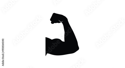 Silhouette of a flexed bicep muscle demonstrating strength and fitness