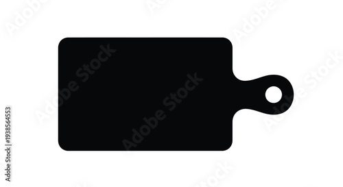 Simple black silhouette of a rectangular cutting board with a handle