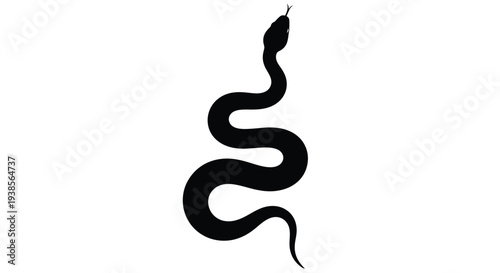 A sinuous black silhouette of a snake against a white background