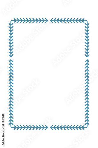 Blue Arrow Border on White Background. Decorative Frame Element.