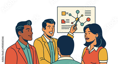 Business team analyzing data presentation