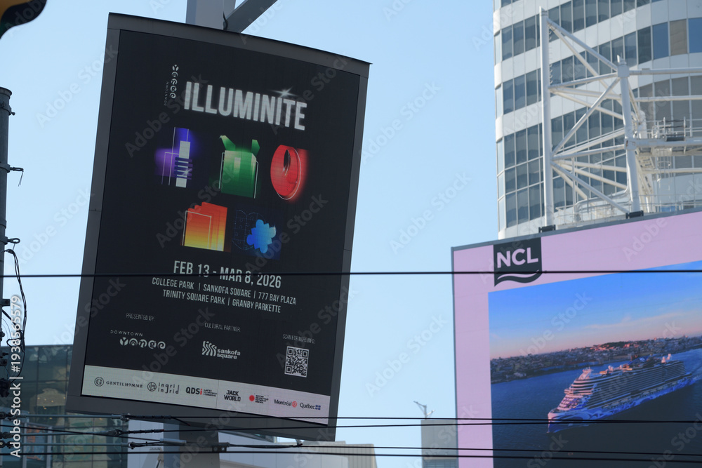 Fototapeta premium Sankofa Square digital poster for Illuminite, an annual winter light festival in downtown Toronto