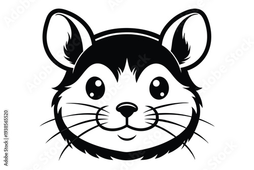 hamster head silhouette line art vector illustration with a white background