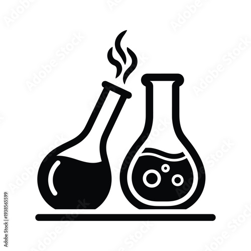 Minimalist Black and White Laboratory Glassware Icon for Science and Chemistry Research