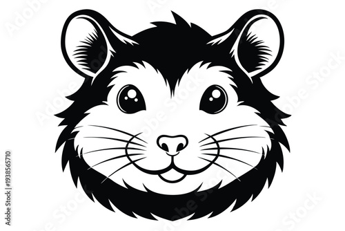 hamster head silhouette line art vector illustration with a white background