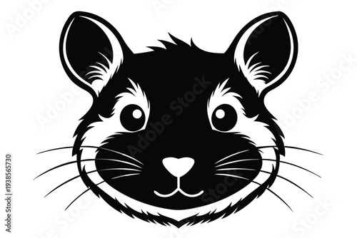 hamster head silhouette line art vector illustration with a white background