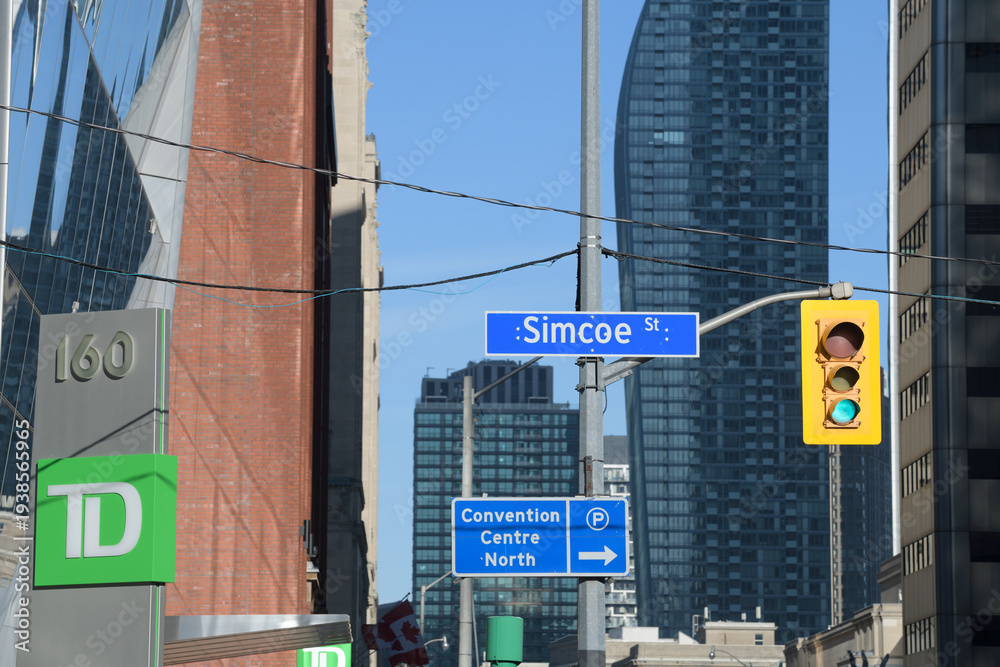 Obraz premium sign outside TD Terrace at 160 Front St W at Simcoe St (looking east on Front W), Toronto