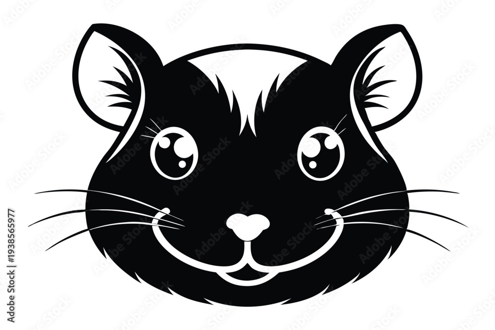 Obraz premium hamster head silhouette line art vector illustration with a white background