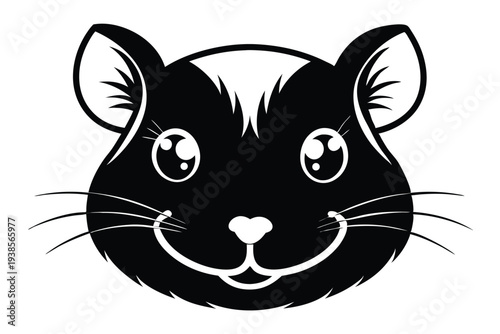 hamster head silhouette line art vector illustration with a white background