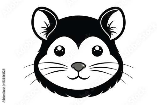 hamster head silhouette line art vector illustration with a white background