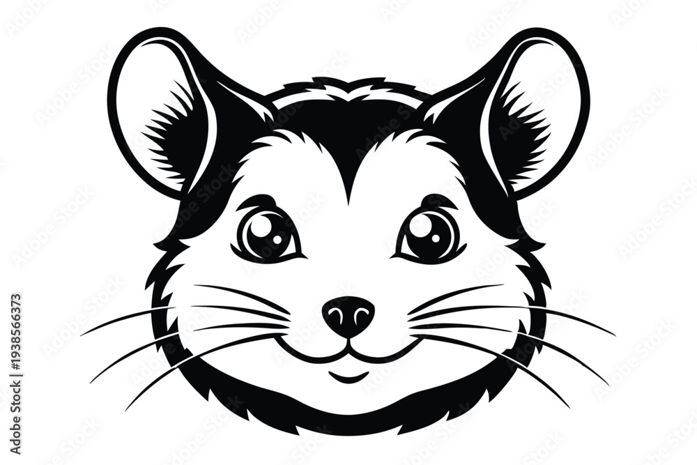 Obraz premium hamster head silhouette line art vector illustration with a white background