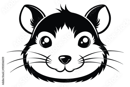 hamster head silhouette line art vector illustration with a white background
