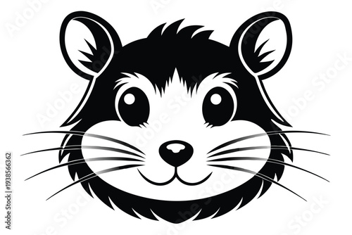 hamster head silhouette line art vector illustration with a white background