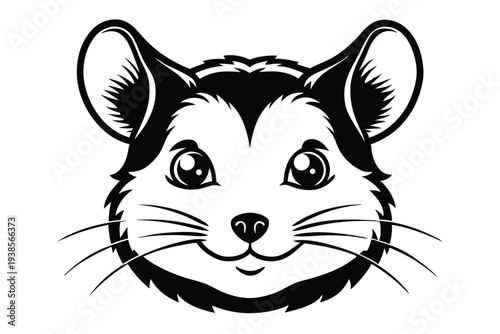 hamster head silhouette line art vector illustration with a white background