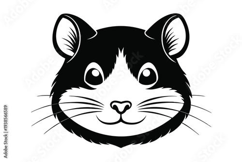 hamster head silhouette line art vector illustration with a white background