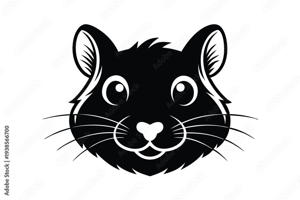Obraz premium hamster head silhouette line art vector illustration with a white background