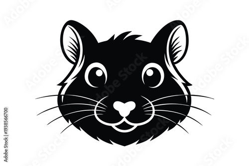 hamster head silhouette line art vector illustration with a white background